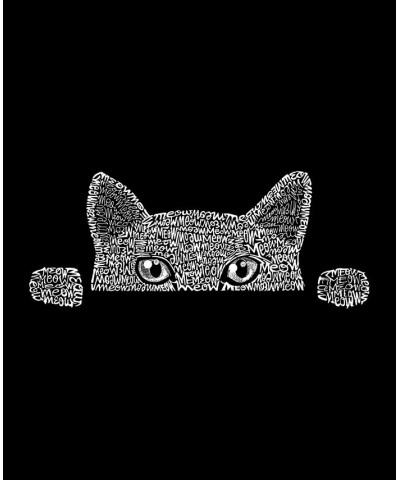 Men's Peeking Cat Word Art Crewneck Sweatshirt Black $28.99 Sweatshirt