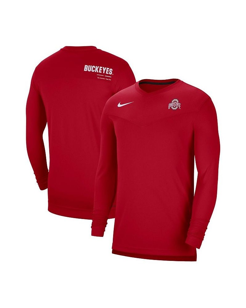 Men's Scarlet Ohio State Buckeyes 2022 Coach Performance Long Sleeve V-Neck T-shirt $31.20 T-Shirts