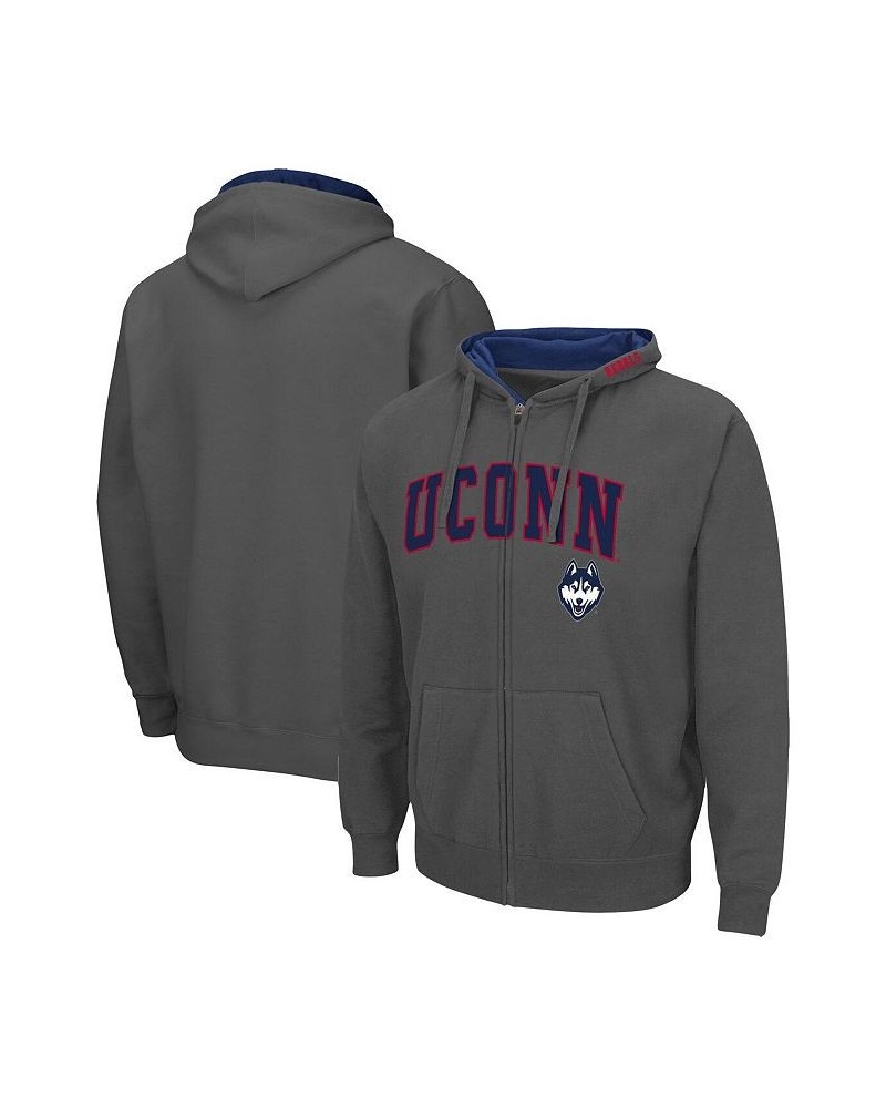 Men's Charcoal UConn Huskies Arch and Logo 3.0 Full-Zip Hoodie $25.20 Sweatshirt