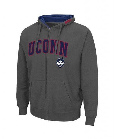 Men's Charcoal UConn Huskies Arch and Logo 3.0 Full-Zip Hoodie $25.20 Sweatshirt