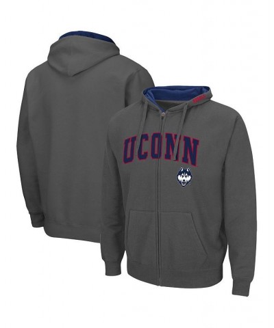 Men's Charcoal UConn Huskies Arch and Logo 3.0 Full-Zip Hoodie $25.20 Sweatshirt