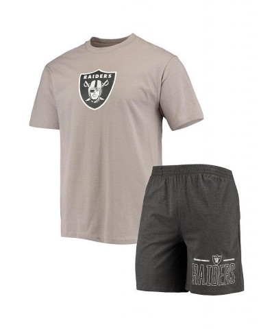 Men's Silver, Charcoal Las Vegas Raiders Meter T-shirt and Shorts Sleep Set $23.97 Pajama