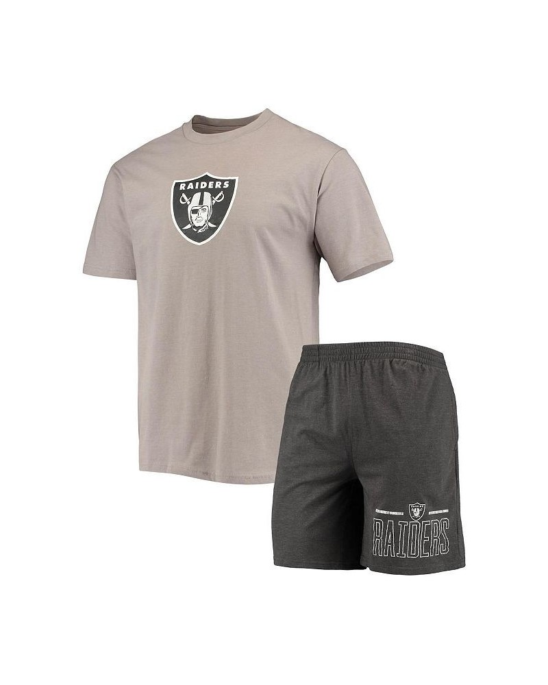 Men's Silver, Charcoal Las Vegas Raiders Meter T-shirt and Shorts Sleep Set $23.97 Pajama