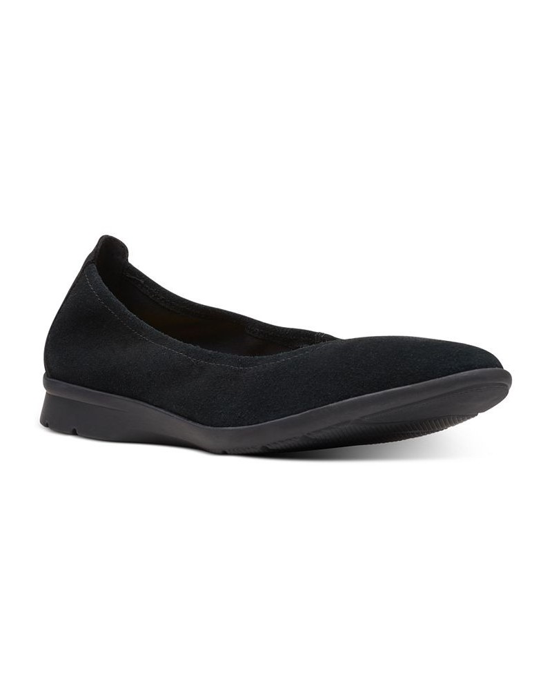 Women's Jenette Ease Slip-On Flats Black Suede $44.00 Shoes