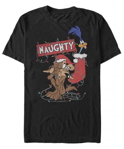 Men's Looney Tunes Christmas Stocking Short Sleeve T-shirt Black $16.10 T-Shirts