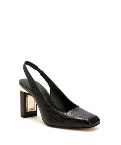 Women's The Hollow Heel Sling Back Pumps Black $51.60 Shoes