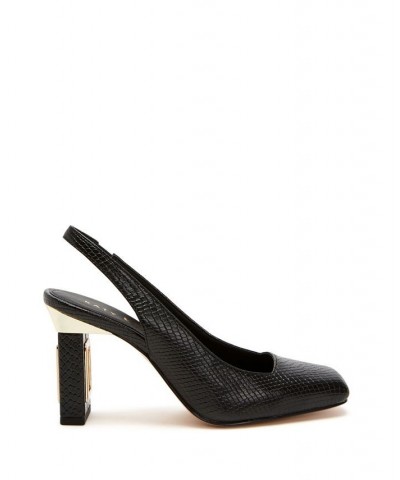 Women's The Hollow Heel Sling Back Pumps Black $51.60 Shoes