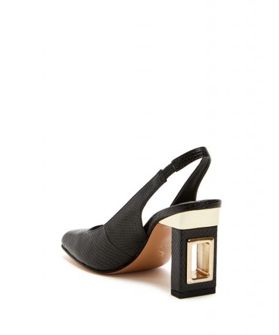 Women's The Hollow Heel Sling Back Pumps Black $51.60 Shoes