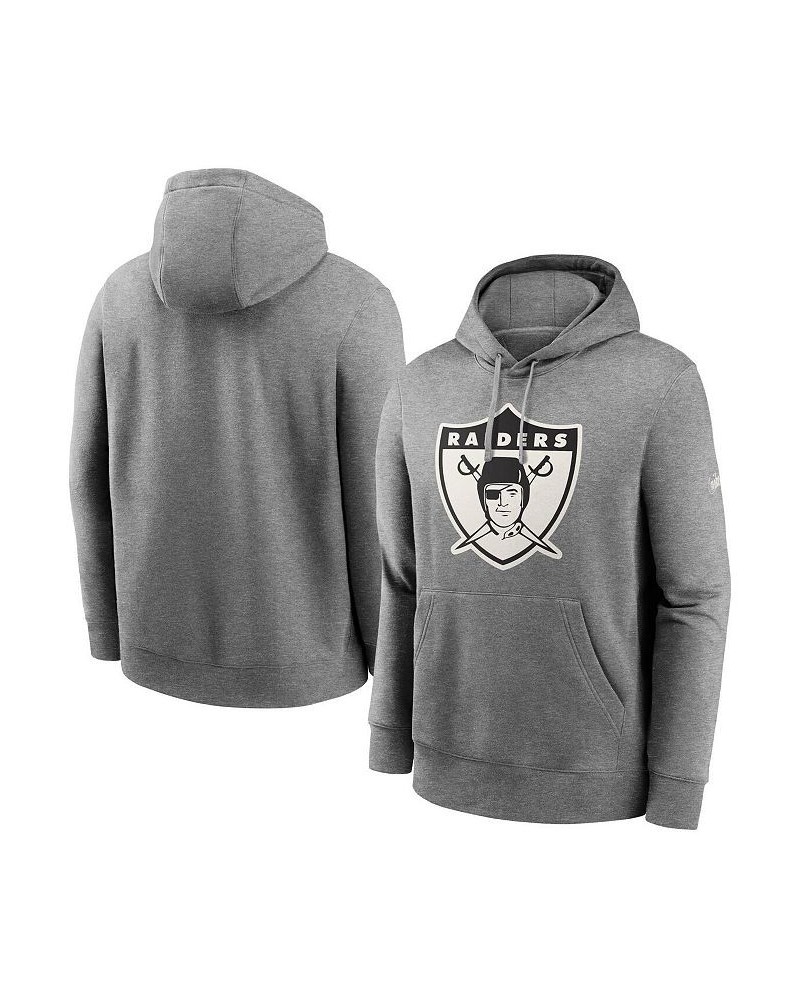 Men's Heathered Gray Oakland Raiders Rewind Club Fleece Pullover Hoodie $39.95 Sweatshirt