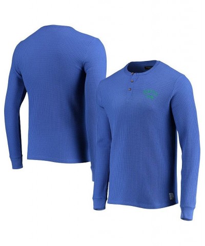 Men's Navy Seattle Seahawks Thermal Henley Long Sleeve T-shirt $41.24 T-Shirts