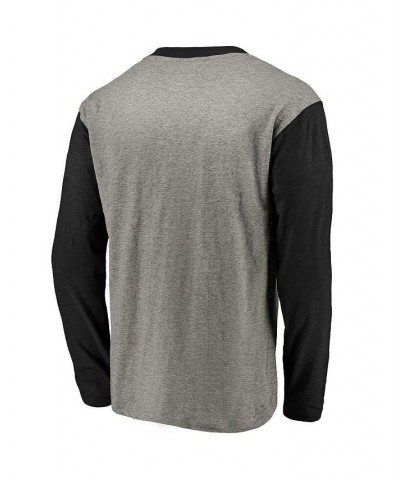 Men's Heather Gray, Black San Jose Sharks True Classics Retro Stripe Long Sleeve Henley T-shirt $22.09 T-Shirts