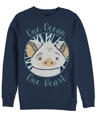 Disney Men's Moana Pua One Ocean One Heart, Crewneck Fleece Blue $30.24 Sweatshirt