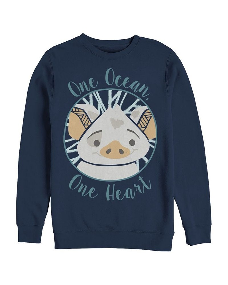 Disney Men's Moana Pua One Ocean One Heart, Crewneck Fleece Blue $30.24 Sweatshirt