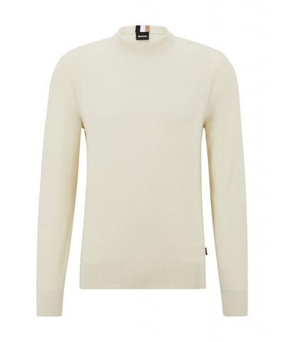 BOSS Men's Crew-Neck Structured Cotton Stripe Details Sweater White $84.60 Sweaters