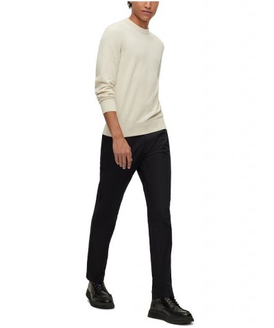 BOSS Men's Crew-Neck Structured Cotton Stripe Details Sweater White $84.60 Sweaters