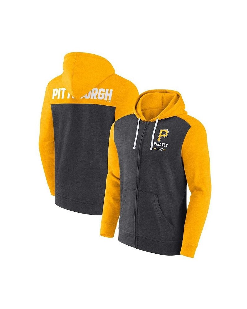 Men's Branded Heathered Charcoal, Heathered Gold Pittsburgh Pirates Blown Away Full-Zip Hoodie $32.80 Sweatshirt