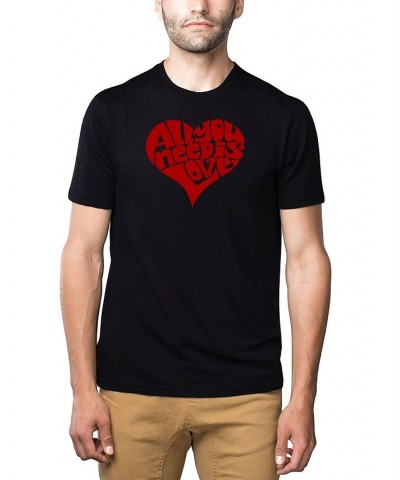 Men's Premium Word Art All You Need Is Love T-shirt Black $24.29 T-Shirts