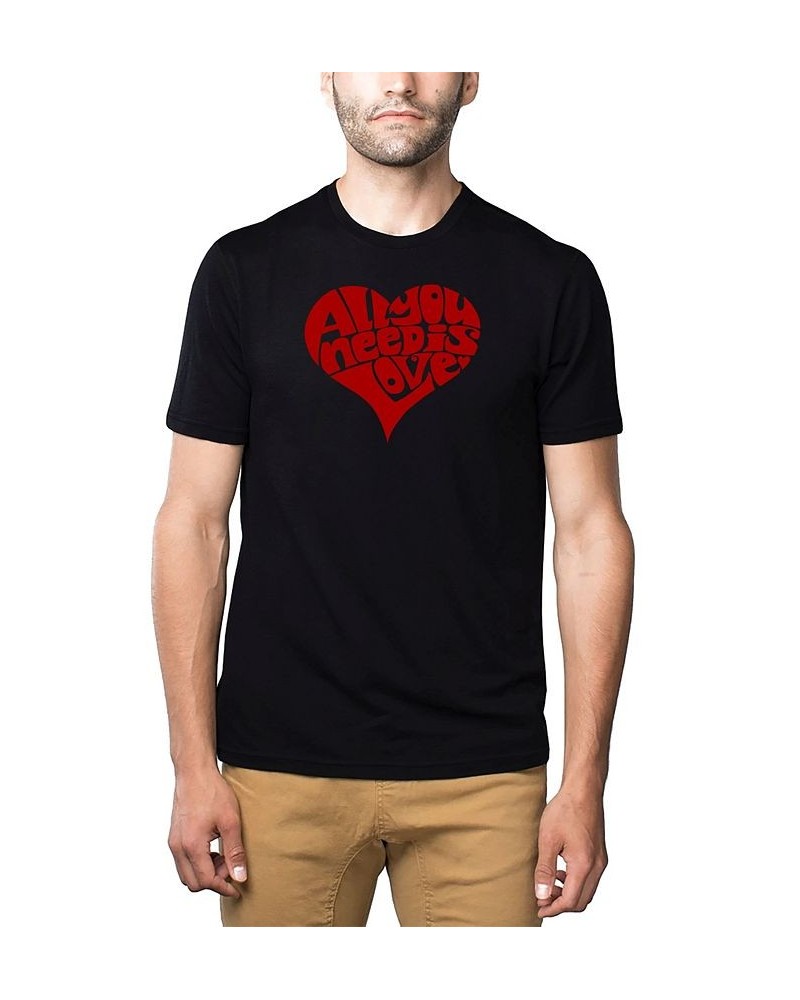 Men's Premium Word Art All You Need Is Love T-shirt Black $24.29 T-Shirts