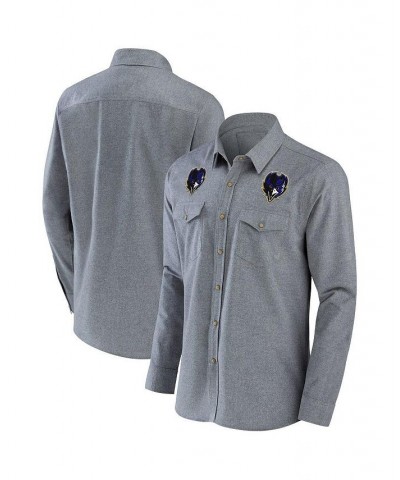 Men's NFL x Darius Rucker Collection by Gray Baltimore Ravens Chambray Button-Up Long Sleeve Shirt $27.90 Shirts