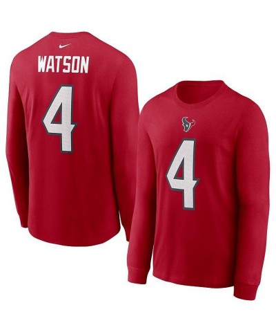 Men's Deshaun Watson Red Houston Texans Player Name & Number Long Sleeve T-shirt $27.99 T-Shirts