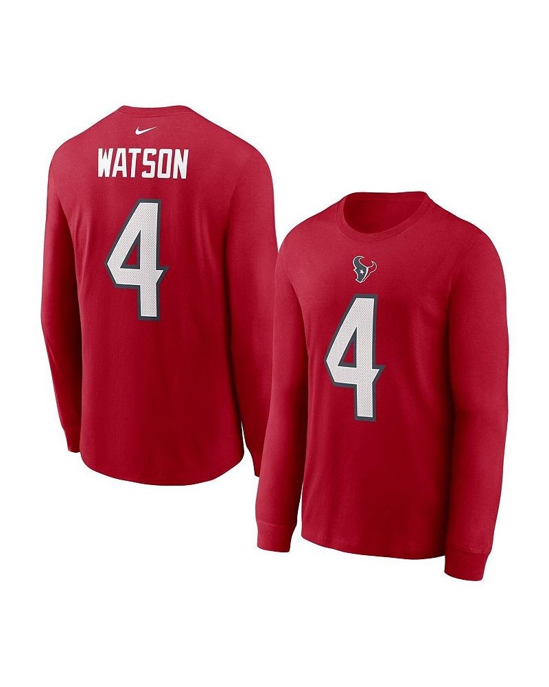 Men's Deshaun Watson Red Houston Texans Player Name & Number Long Sleeve T-shirt $27.99 T-Shirts