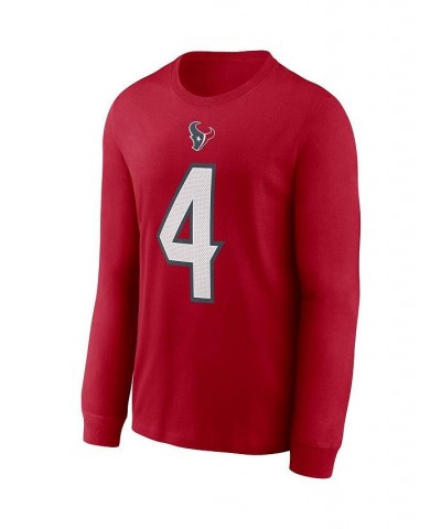 Men's Deshaun Watson Red Houston Texans Player Name & Number Long Sleeve T-shirt $27.99 T-Shirts