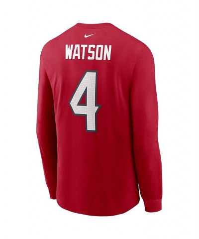 Men's Deshaun Watson Red Houston Texans Player Name & Number Long Sleeve T-shirt $27.99 T-Shirts