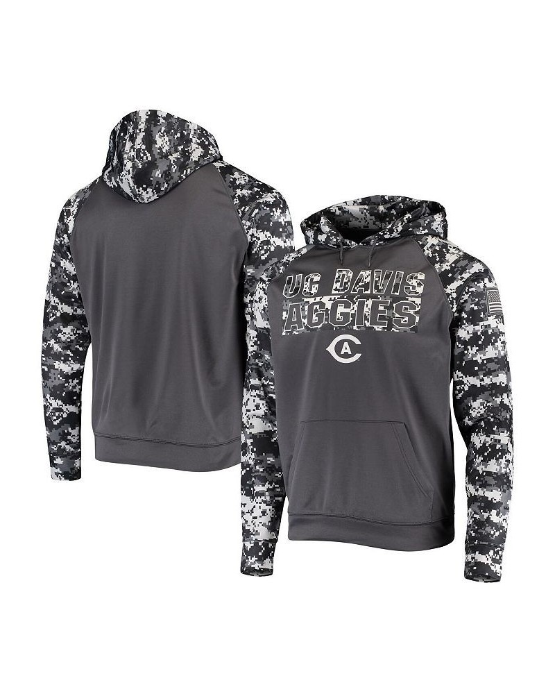 Men's Charcoal UC Davis Aggies OHT Military-Inspired Appreciation Digital Camo Pullover Hoodie $36.75 Sweatshirt