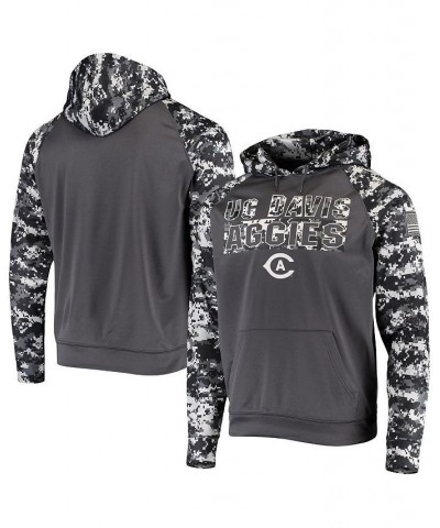 Men's Charcoal UC Davis Aggies OHT Military-Inspired Appreciation Digital Camo Pullover Hoodie $36.75 Sweatshirt