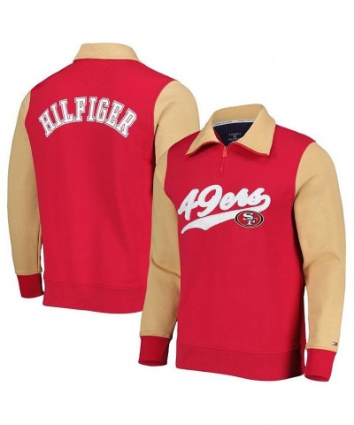 Men's Scarlet, Gold San Francisco 49Ers Aiden Quarter-Zip Top $44.40 Sweatshirt