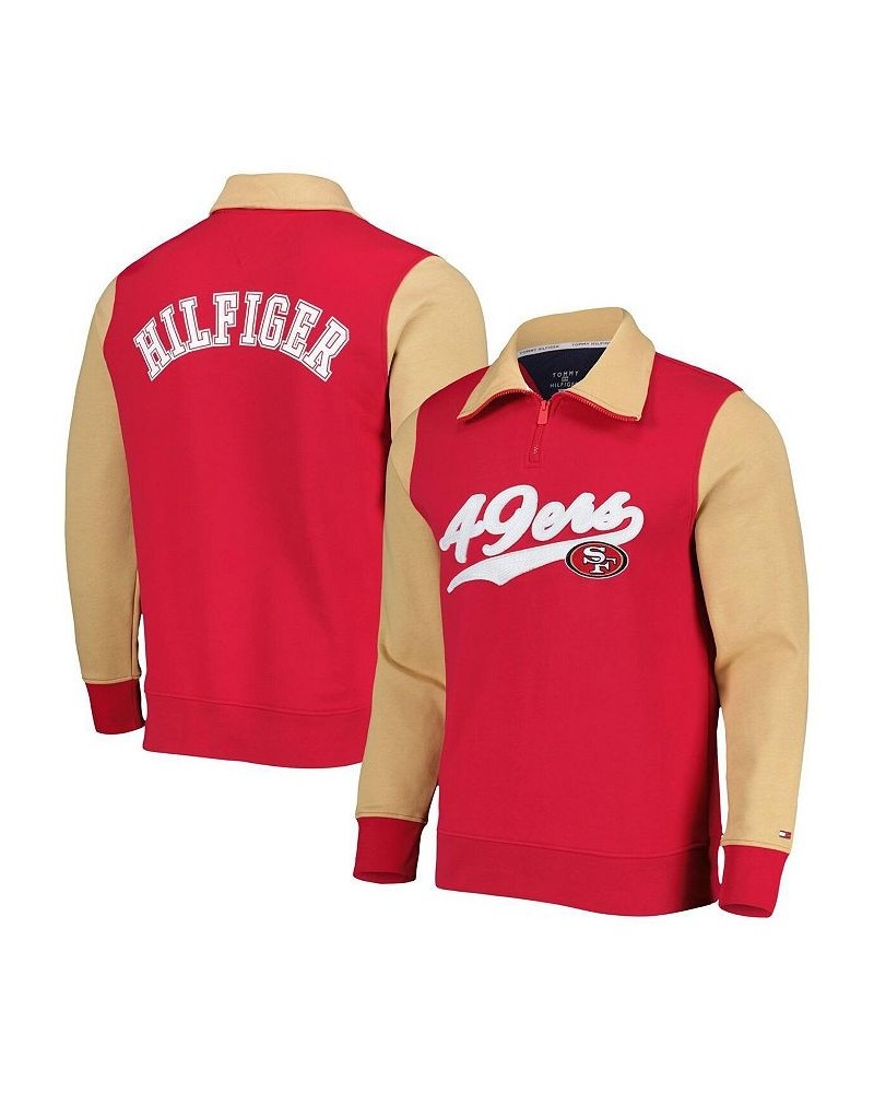 Men's Scarlet, Gold San Francisco 49Ers Aiden Quarter-Zip Top $44.40 Sweatshirt