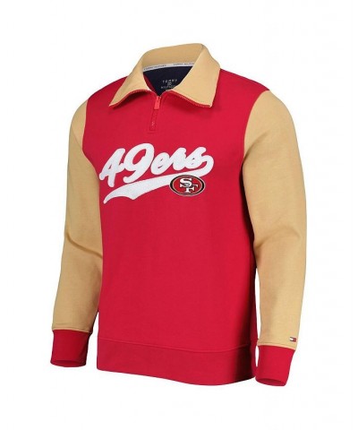 Men's Scarlet, Gold San Francisco 49Ers Aiden Quarter-Zip Top $44.40 Sweatshirt