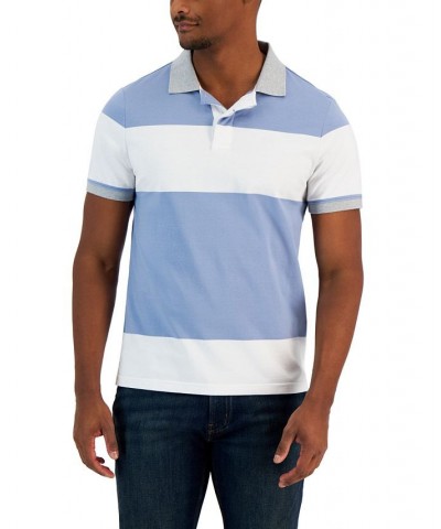 Men's Modern-Fit Rugby Wide Stripe Polo Shirt Midnight $44.55 Polo Shirts