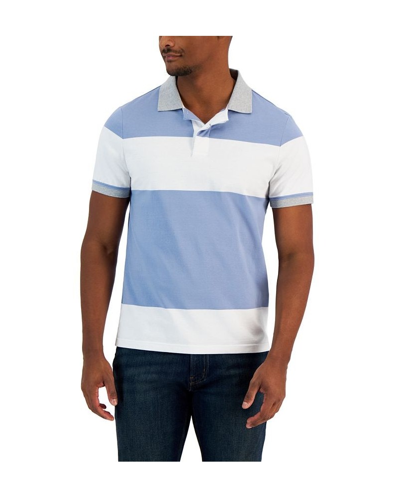 Men's Modern-Fit Rugby Wide Stripe Polo Shirt Midnight $44.55 Polo Shirts