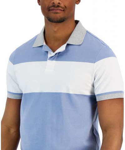 Men's Modern-Fit Rugby Wide Stripe Polo Shirt Midnight $44.55 Polo Shirts