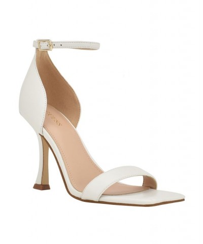 Women's Yael Two Piece Ankle Wrap Dress Heels White $41.58 Shoes