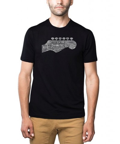 Men's Premium Word Art T-Shirt - Guitar Head Black $21.60 T-Shirts