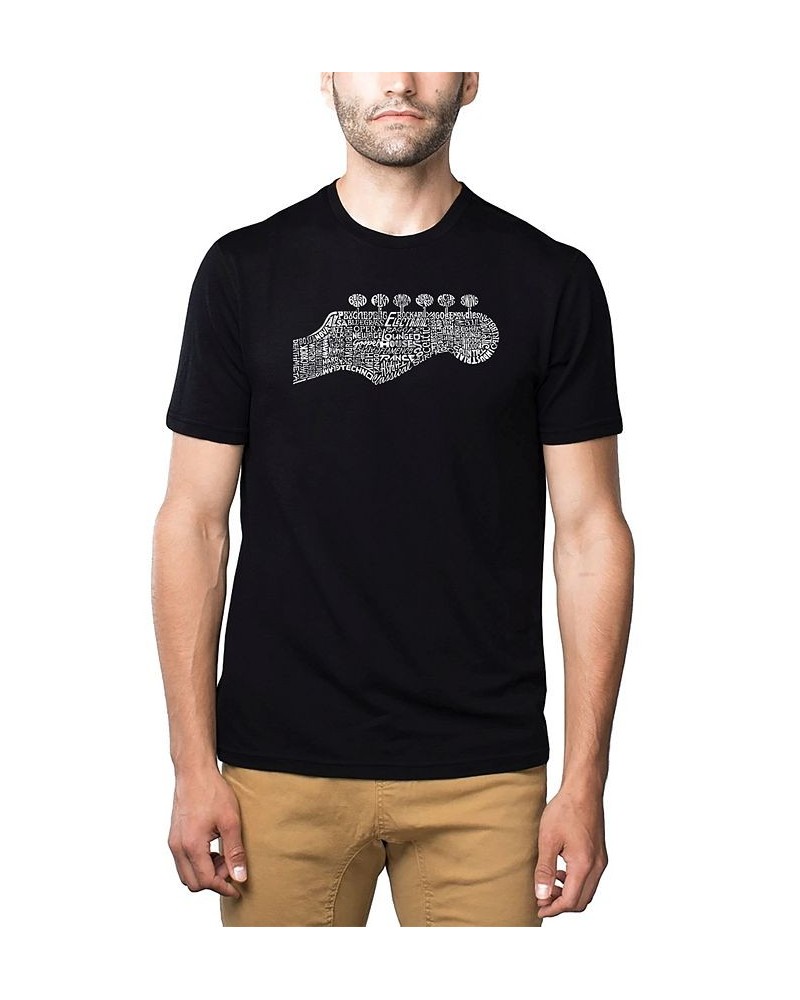 Men's Premium Word Art T-Shirt - Guitar Head Black $21.60 T-Shirts