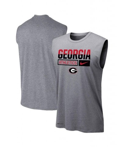 Men's Heathered Gray Georgia Bulldogs Wordmark Drop Legend Performance Tank Top $29.99 T-Shirts