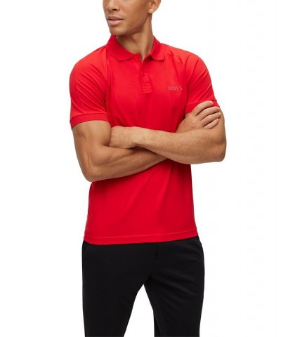 BOSS Men's Rhinestone Details Stretch-Cotton Slim-Fit Polo Shirt Red $40.96 Polo Shirts