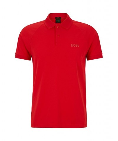 BOSS Men's Rhinestone Details Stretch-Cotton Slim-Fit Polo Shirt Red $40.96 Polo Shirts