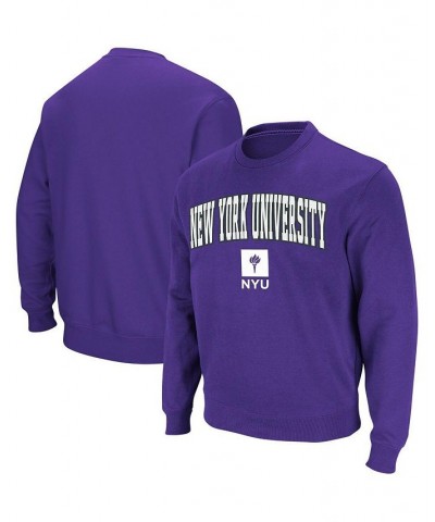 Men's Purple NYU Violets Arch and Logo Crew Neck Sweatshirt $25.20 Sweatshirt