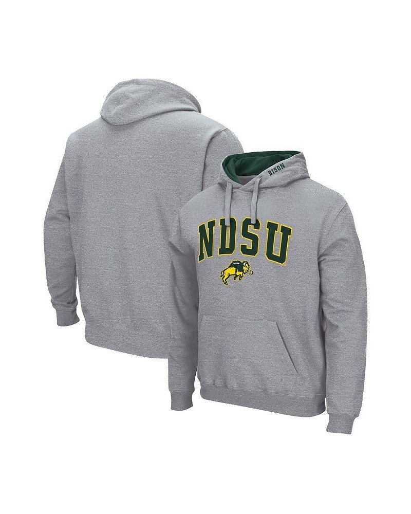 Men's Heathered Gray NDSU Bison Arch and Logo Pullover Hoodie $32.99 Sweatshirt