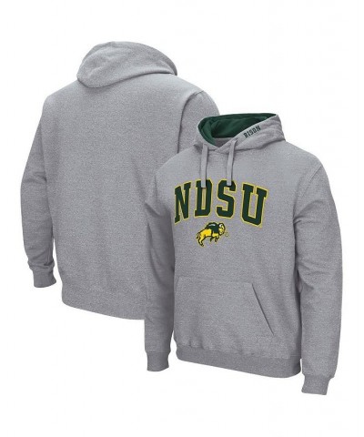 Men's Heathered Gray NDSU Bison Arch and Logo Pullover Hoodie $32.99 Sweatshirt