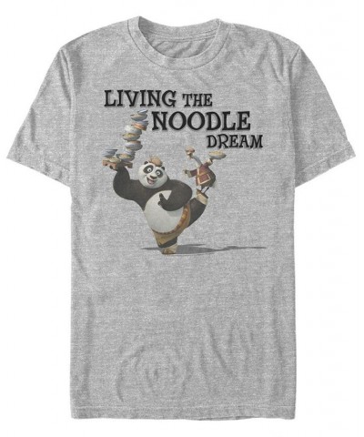 Kung Fu Panda Men's Po Living The Noodle Dream Short Sleeve T-Shirt Gray $16.10 T-Shirts