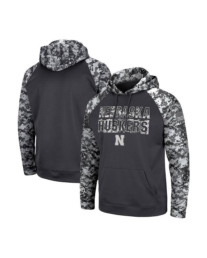 Men's Charcoal Nebraska Huskers OHT Military-Inspired Appreciation Digi Camo Big and Tall Pullover Hoodie $36.75 Sweatshirt