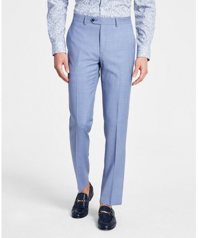 Men's Slim-Fit Wool Sharkskin Suit Pants Blue $39.75 Suits