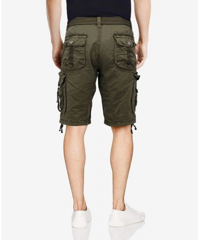 Men's Belted Twill Tape Detail Cargo Short Green $20.43 Shorts