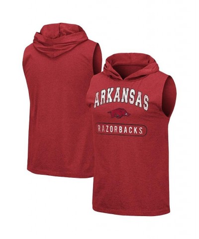 Men's Heathered Cardinal Arkansas Razorbacks Varsity Hoodie Tank Top $21.59 T-Shirts