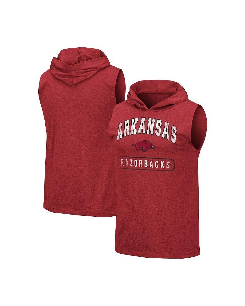 Men's Heathered Cardinal Arkansas Razorbacks Varsity Hoodie Tank Top $21.59 T-Shirts